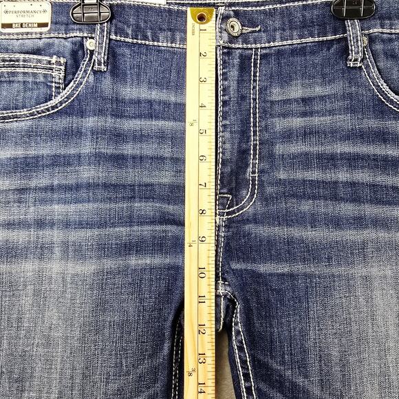 BKE Buckle Mason Tapered Leg Jeans Mens 42x31 Blue Stretch Denim Whiskers 42R - Picture 14 of 15